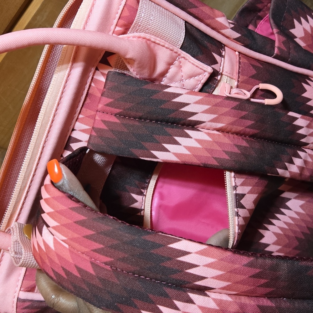Wrangler Pink and Brown Geometric Women's Baby Bag Backpack - Picture 6 of 6